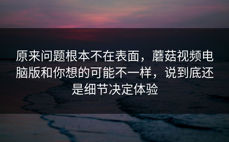 原来问题根本不在表面，蘑菇视频电脑版和你想的可能不一样，说到底还是细节决定体验
