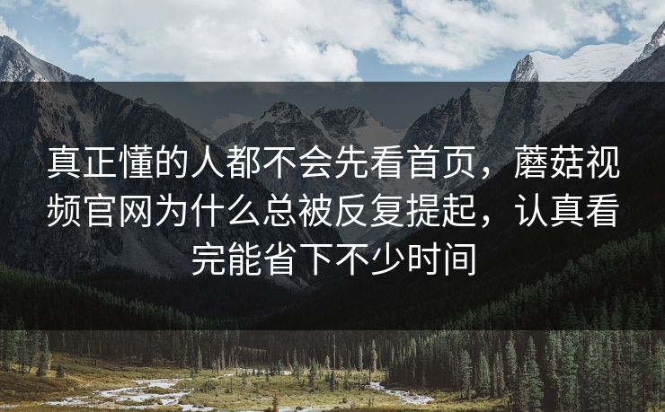 真正懂的人都不会先看首页，蘑菇视频官网为什么总被反复提起，认真看完能省下不少时间