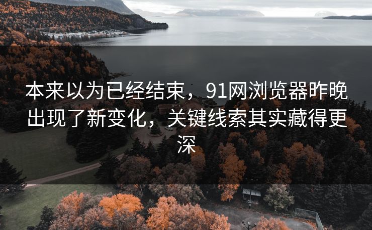 本来以为已经结束，91网浏览器昨晚出现了新变化，关键线索其实藏得更深