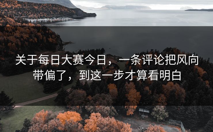 关于每日大赛今日，一条评论把风向带偏了，到这一步才算看明白