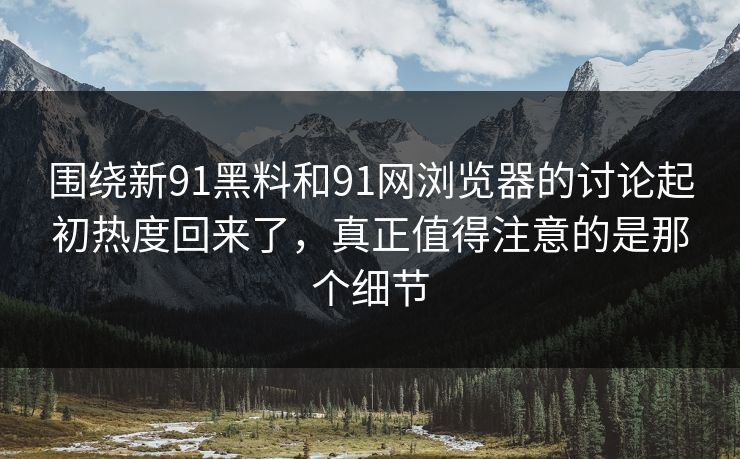 围绕新91黑料和91网浏览器的讨论起初热度回来了，真正值得注意的是那个细节