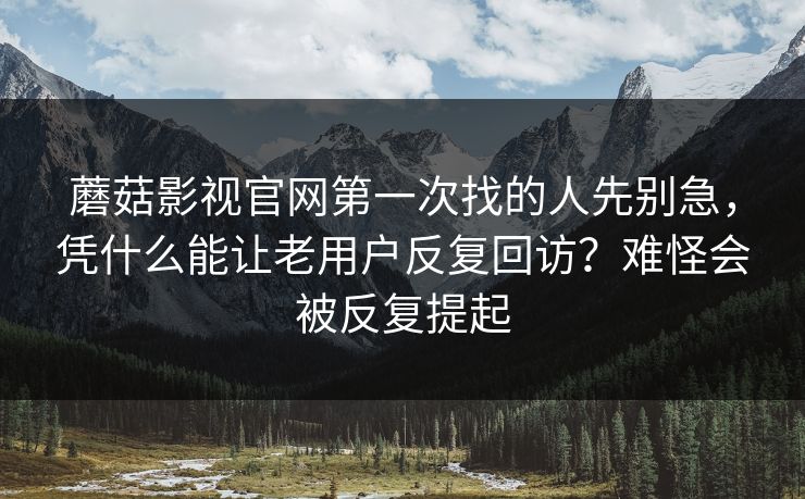蘑菇影视官网第一次找的人先别急，凭什么能让老用户反复回访？难怪会被反复提起