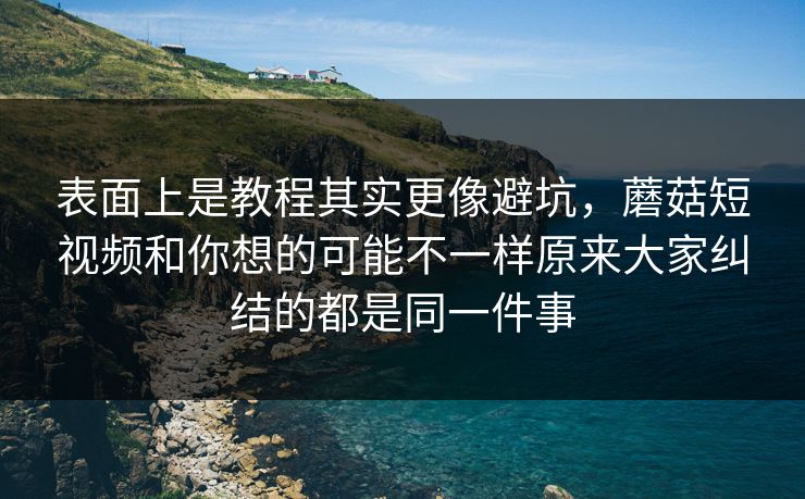 表面上是教程其实更像避坑，蘑菇短视频和你想的可能不一样原来大家纠结的都是同一件事