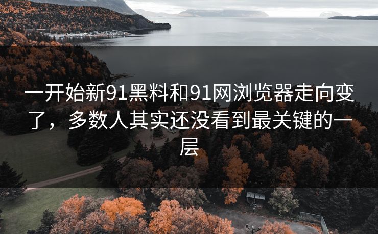 一开始新91黑料和91网浏览器走向变了，多数人其实还没看到最关键的一层