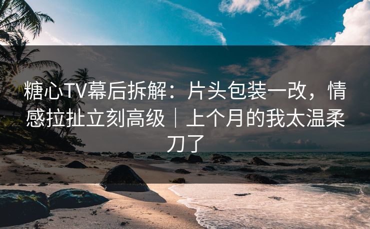 糖心TV幕后拆解：片头包装一改，情感拉扯立刻高级｜上个月的我太温柔刀了