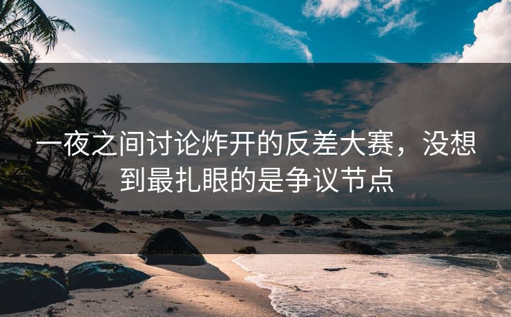 一夜之间讨论炸开的反差大赛，没想到最扎眼的是争议节点