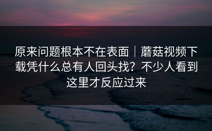 原来问题根本不在表面｜蘑菇视频下载凭什么总有人回头找？不少人看到这里才反应过来