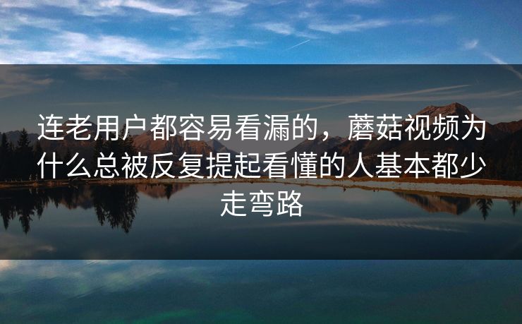 连老用户都容易看漏的，蘑菇视频为什么总被反复提起看懂的人基本都少走弯路