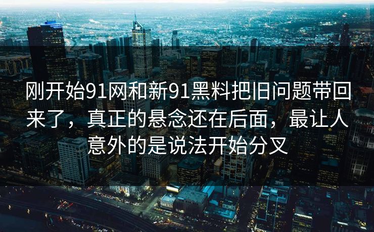 刚开始91网和新91黑料把旧问题带回来了，真正的悬念还在后面，最让人意外的是说法开始分叉